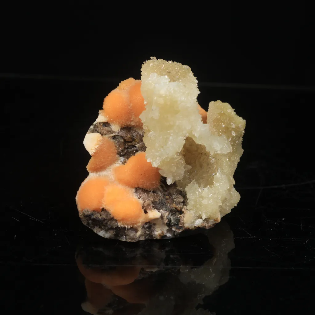 Thomsonite Orange Rare Find with Calcite Natural Mineral Specimen image