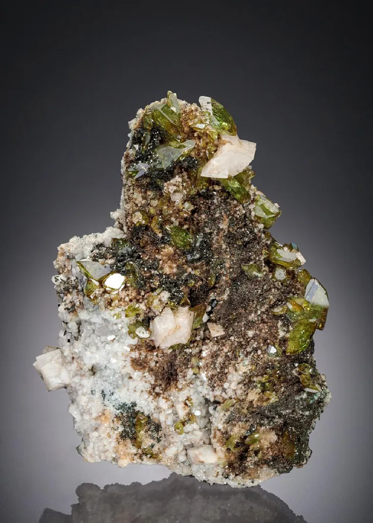 Titanite with Rutile Actinolite and Adularia image