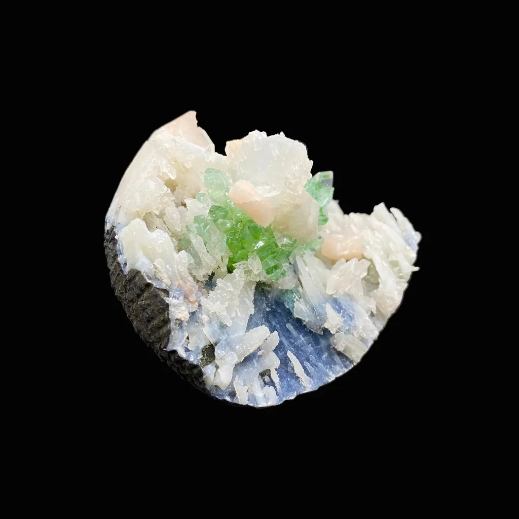 Top Collector Apophyllite & Blue Chalcedony Zeolite Specimen | 4-in-1 Gemmy Green Apophyllite with Calcite & Stilbite | Jalgaon, India DK81 - image 5