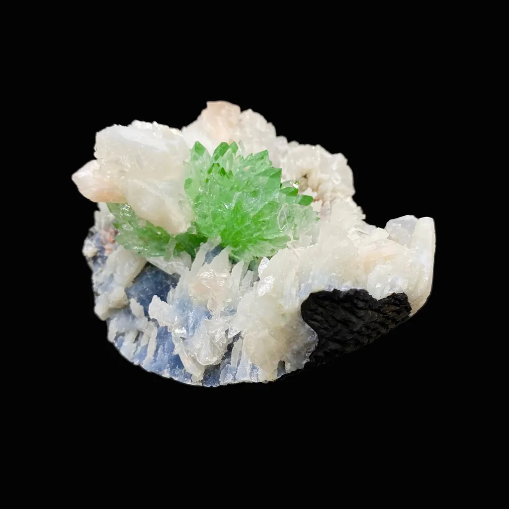 Top Collector Apophyllite & Blue Chalcedony Zeolite Specimen | 4-in-1 Gemmy Green Apophyllite with Calcite & Stilbite | Jalgaon, India DK81 - image 3