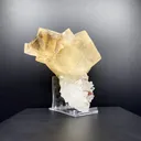 Top Collector Conjoined Gemmy Calcite Crystals on Clear Apophyllite – Jalgaon, India Natural Zeolite Specimen DK83 - image 2