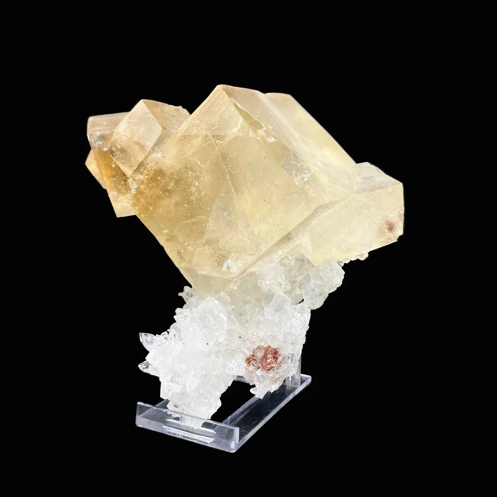 Top Collector Conjoined Gemmy Calcite Crystals on Clear Apophyllite – Jalgaon, India Natural Zeolite Specimen DK83 - image 5