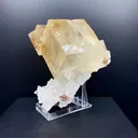 Top Collector Conjoined Gemmy Calcite Crystals on Clear Apophyllite – Jalgaon, India Natural Zeolite Specimen DK83 - image 3