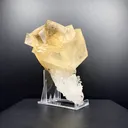 Top Collector Conjoined Gemmy Calcite Crystals on Clear Apophyllite – Jalgaon, India Natural Zeolite Specimen DK83 - image 4