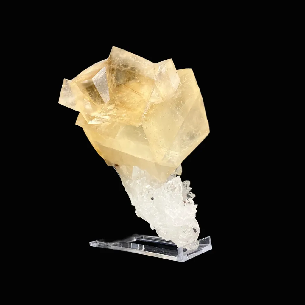 Top Collector Conjoined Gemmy Calcite Crystals on Clear Apophyllite – Jalgaon, India Natural Zeolite Specimen DK83 - image 4