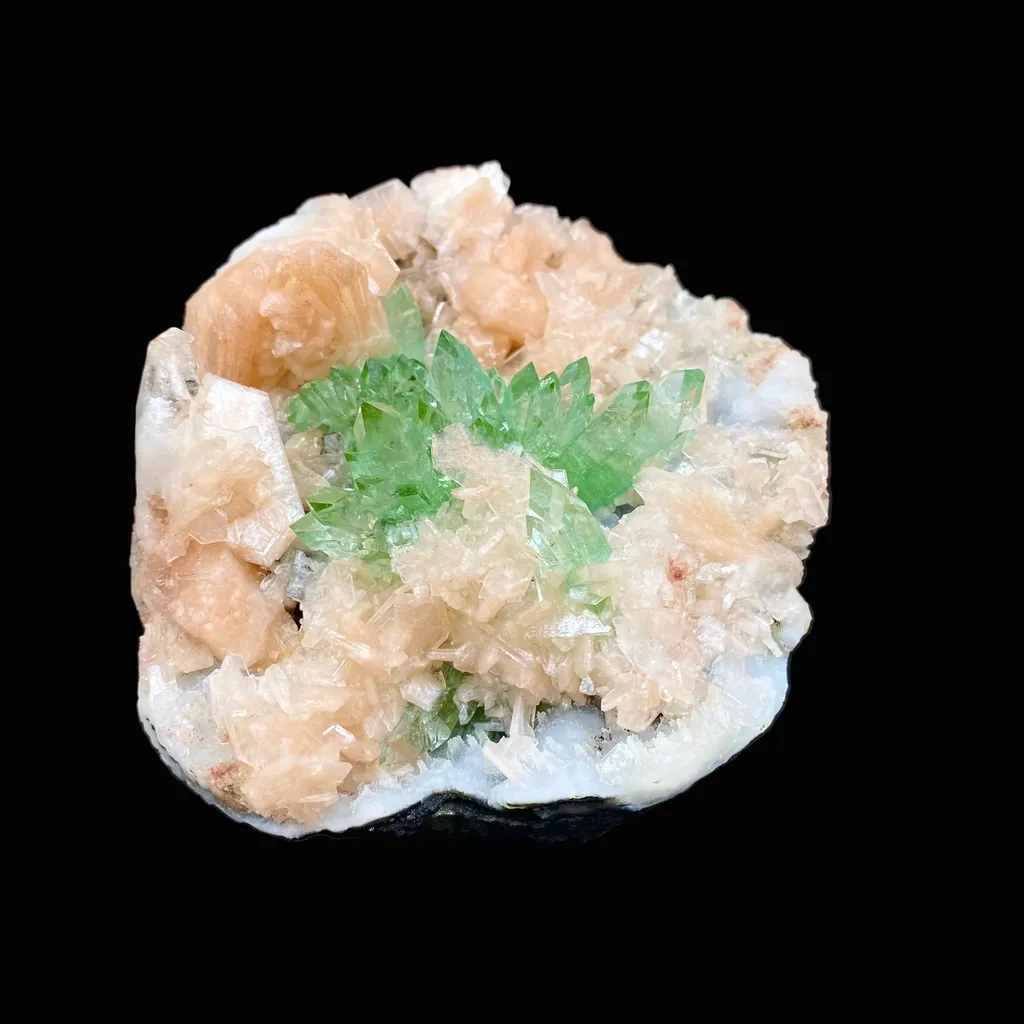 Top Collector Deep Green Apophyllite with Stilbite Cluster | Rare Indian Zeolite Mineral Specimen from Jalgaon DK82 - image 4