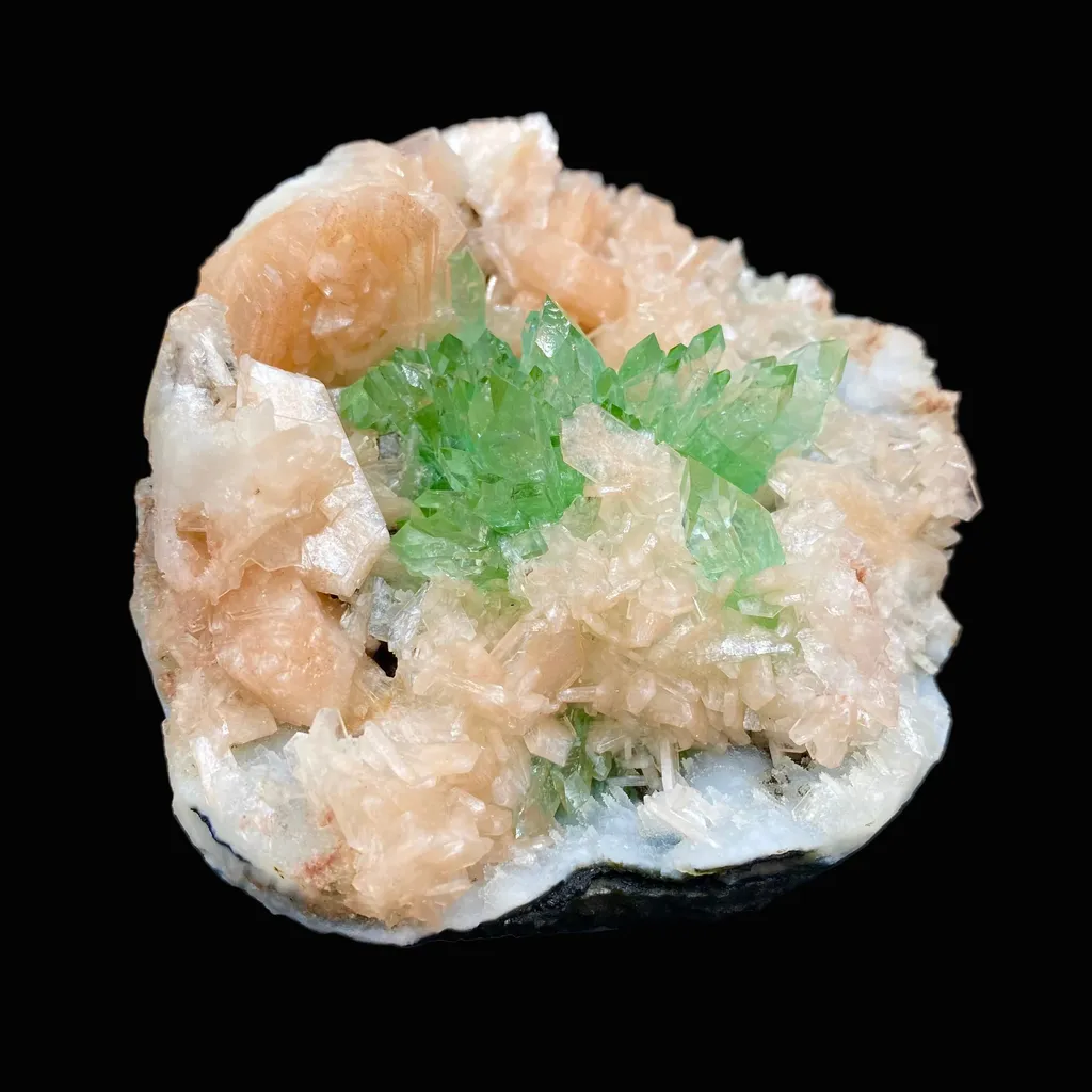 Top Collector Deep Green Apophyllite with Stilbite Cluster | Rare Indian Zeolite Mineral Specimen from Jalgaon DK82 - image 2