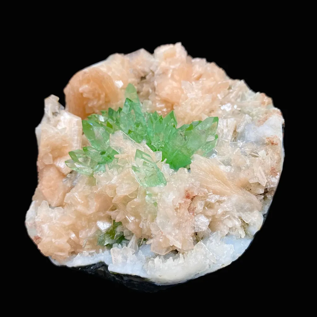 Top Collector Deep Green Apophyllite with Stilbite Cluster | Rare Indian Zeolite Mineral Specimen from Jalgaon DK82 - image 5