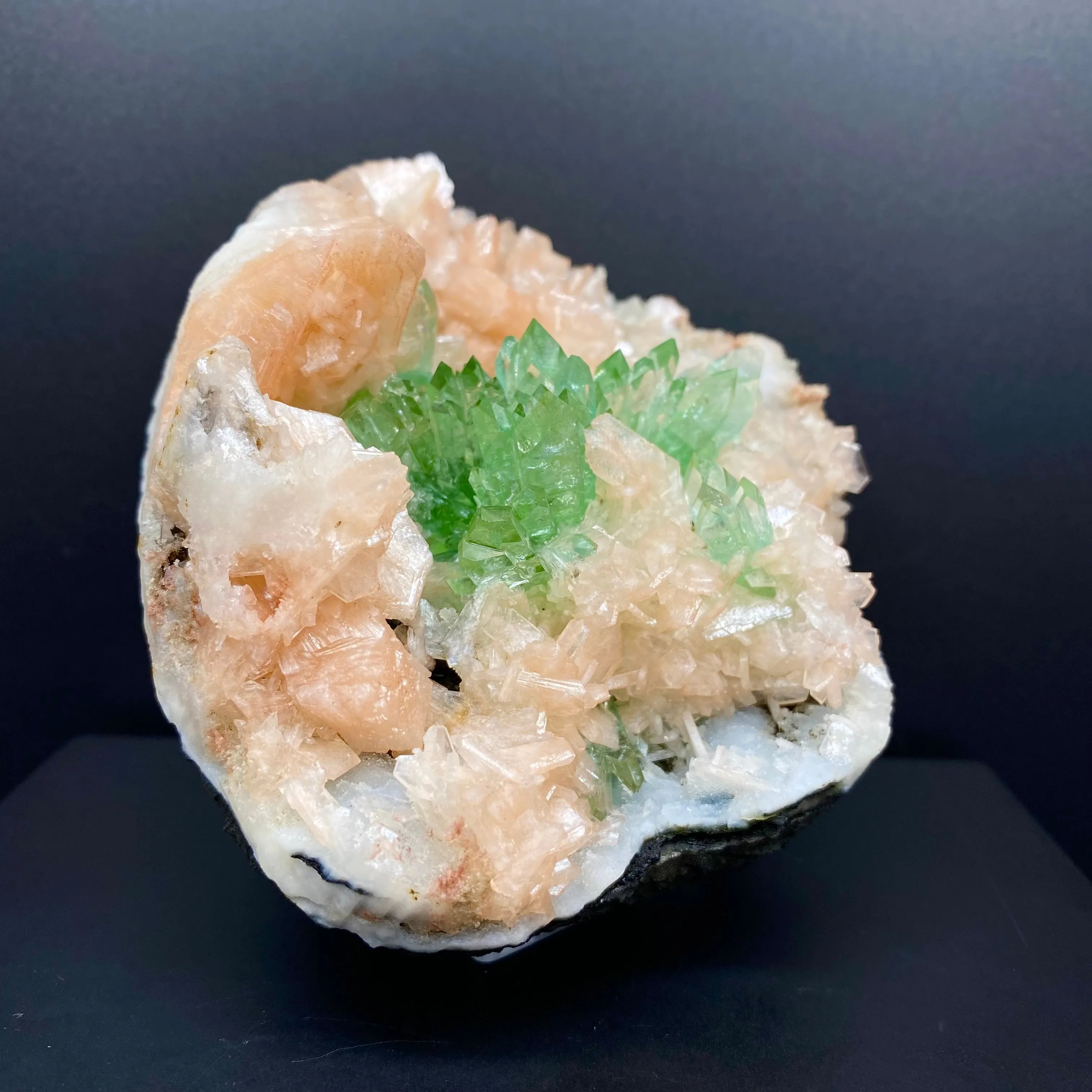 Top Collector Deep Green Apophyllite with Stilbite Cluster | Rare Indian Zeolite Mineral Specimen from Jalgaon DK82 - image 3