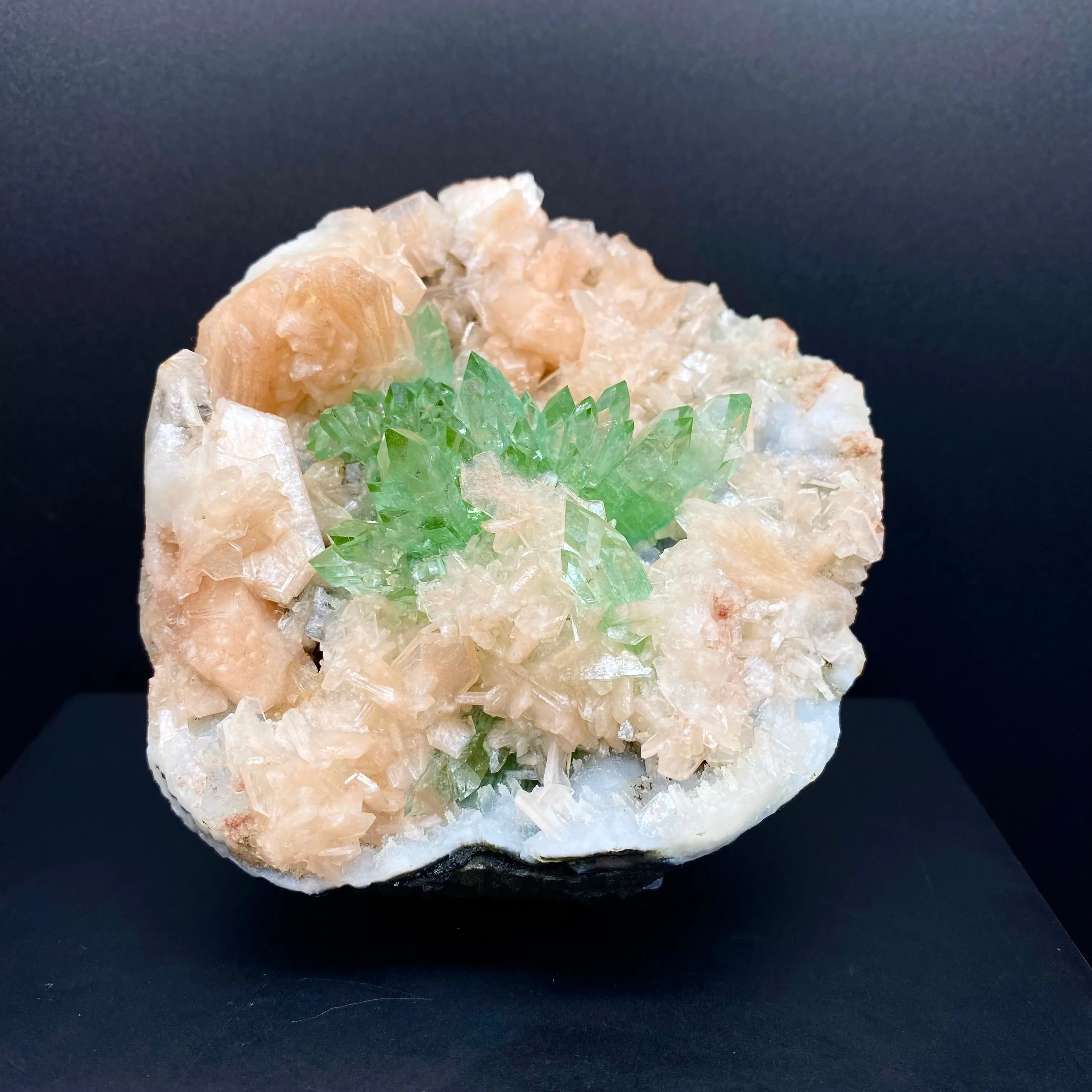 Top Collector Deep Green Apophyllite with Stilbite Cluster | Rare Indian Zeolite Mineral Specimen from Jalgaon DK82 - image 4