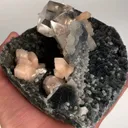 Top-Notch Gemmy Champagne Calcite with Stilbite on Black Chalcedony | Indian Zeolite Specimen – Jalgaon DK86 - image 3