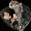 Top-Notch Gemmy Champagne Calcite with Stilbite on Black Chalcedony | Indian Zeolite Specimen – Jalgaon DK86 - image 3