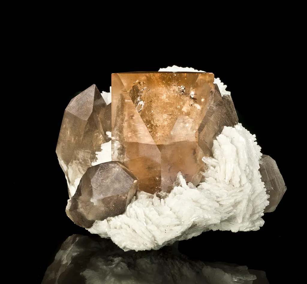 Topaz and Quartz on Albite - image 2
