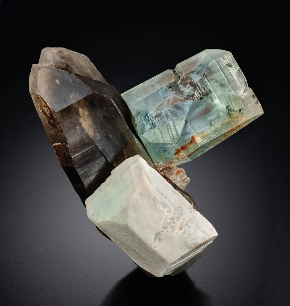 Topaz, Microcline, Smoky Quartz image