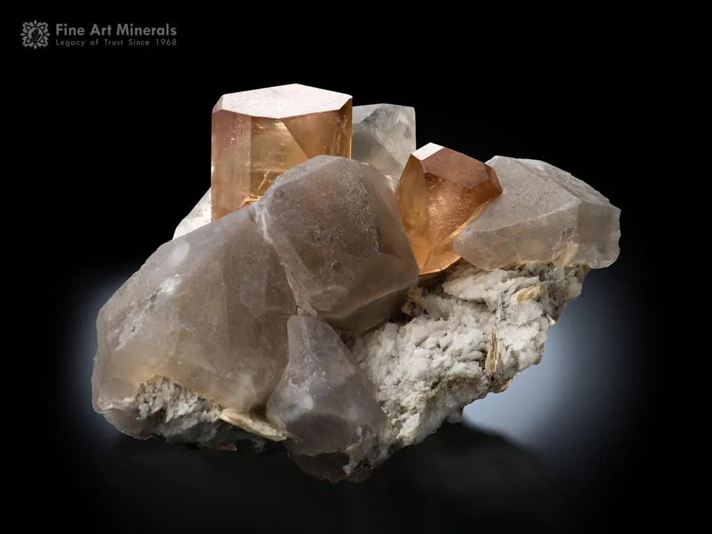 Topaz on Quartz with Albite from Pakistan image