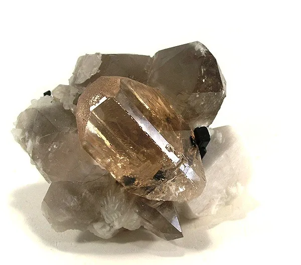Topaz, Schorl, Albite, Quartz (Var: Smoky Quartz) image