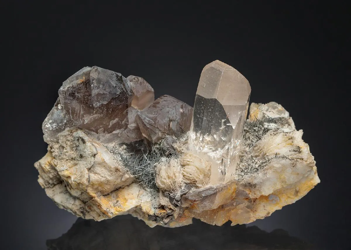 Topaz with Actinolite and Smoky Quartz - image 1
