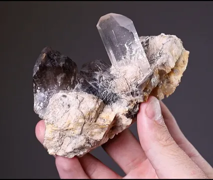 Topaz with Actinolite and Smoky Quartz