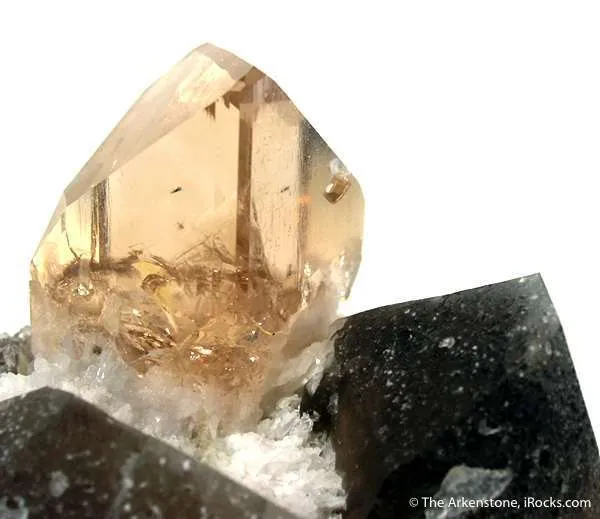Topaz With Albite on Smoky Quartz - image 2