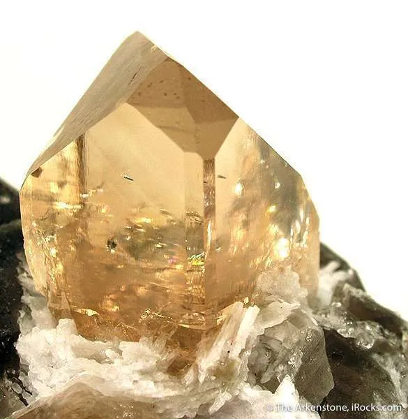 Topaz With Albite on Smoky Quartz - image 3