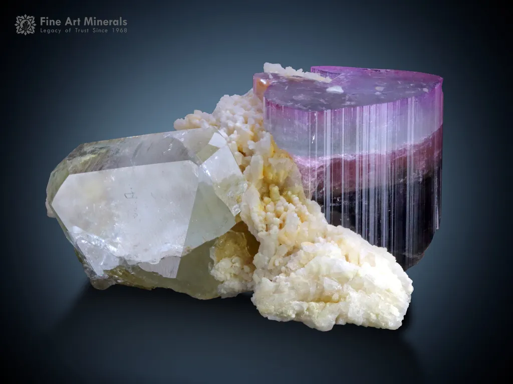 Topaz With Multi Color Tourmaline from Afghanistan image