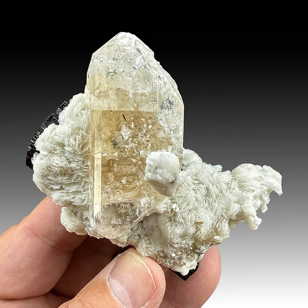 Topaz with Schorl, Albite image