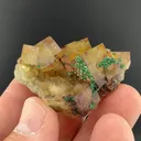 Torbernite on Fluorite - image 1