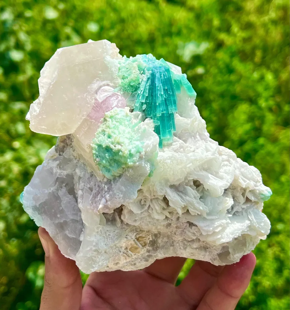 Tourmaline combined smokey quartz with kunzait - image 4