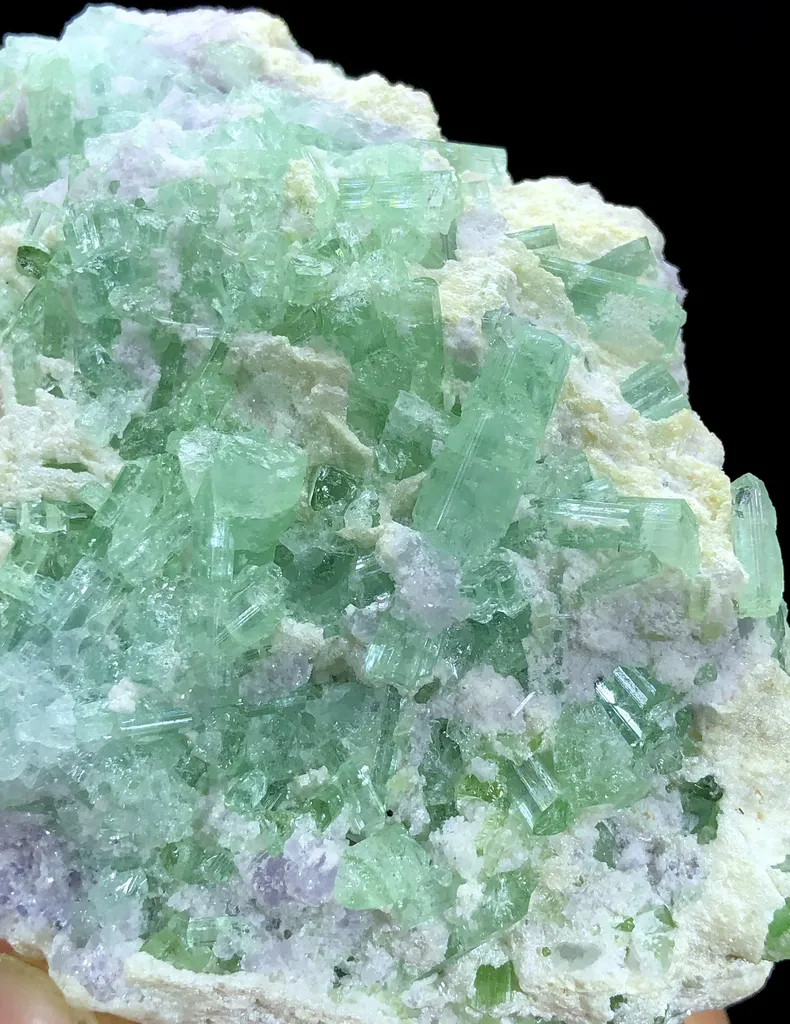Tourmaline Crystals with Pink Lepidolite , Paraiba color Like Tourmaline Specimen, Tourmaline Cluster, Mineral Specimen - image 3