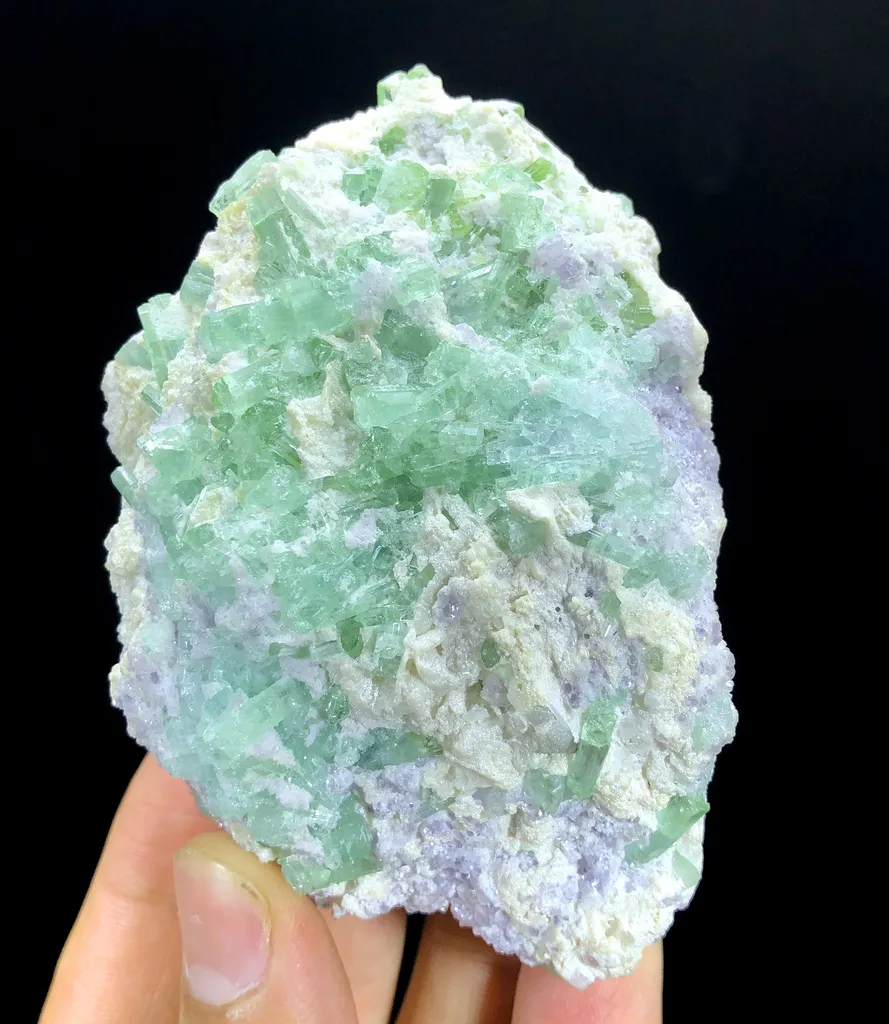 Tourmaline Crystals with Pink Lepidolite , Paraiba color Like Tourmaline Specimen, Tourmaline Cluster, Mineral Specimen - image 7