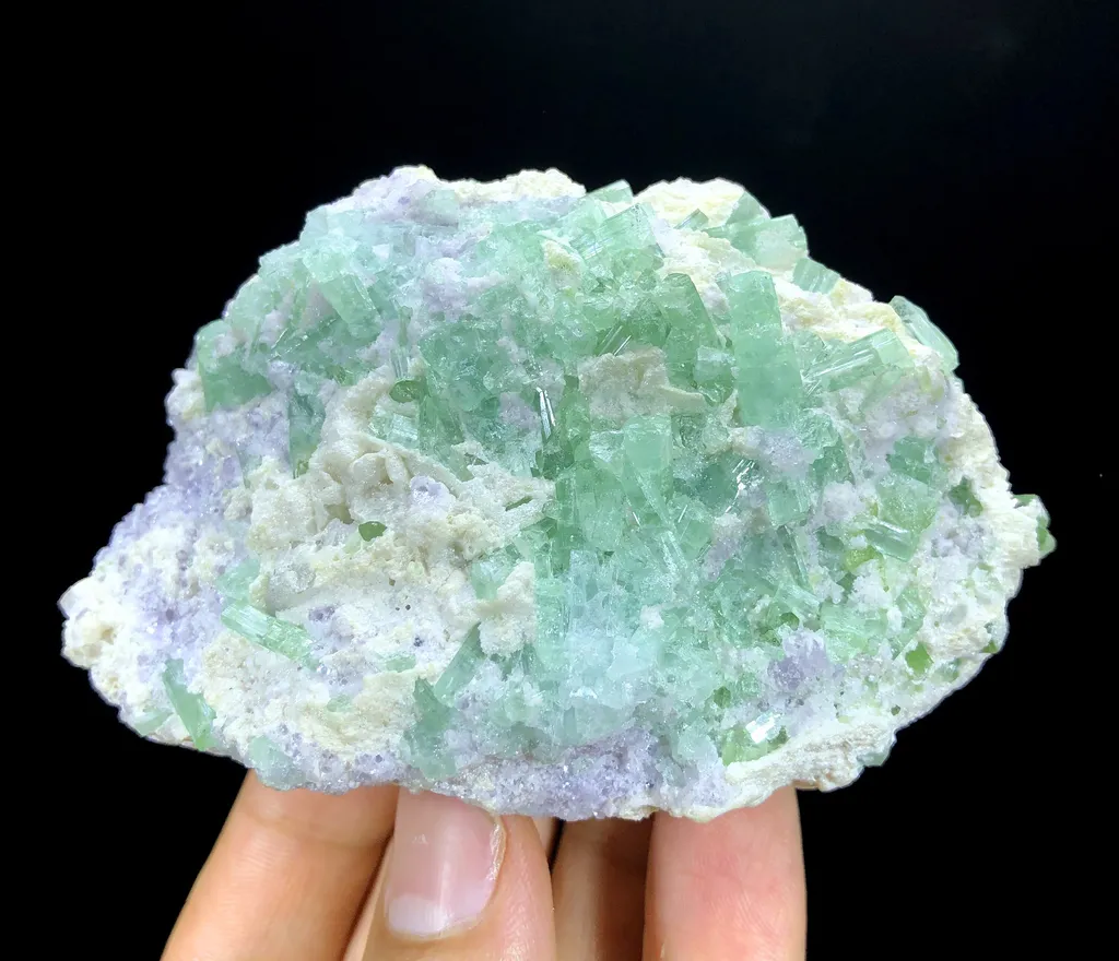 Tourmaline Crystals with Pink Lepidolite , Paraiba color Like Tourmaline Specimen, Tourmaline Cluster, Mineral Specimen - image 5
