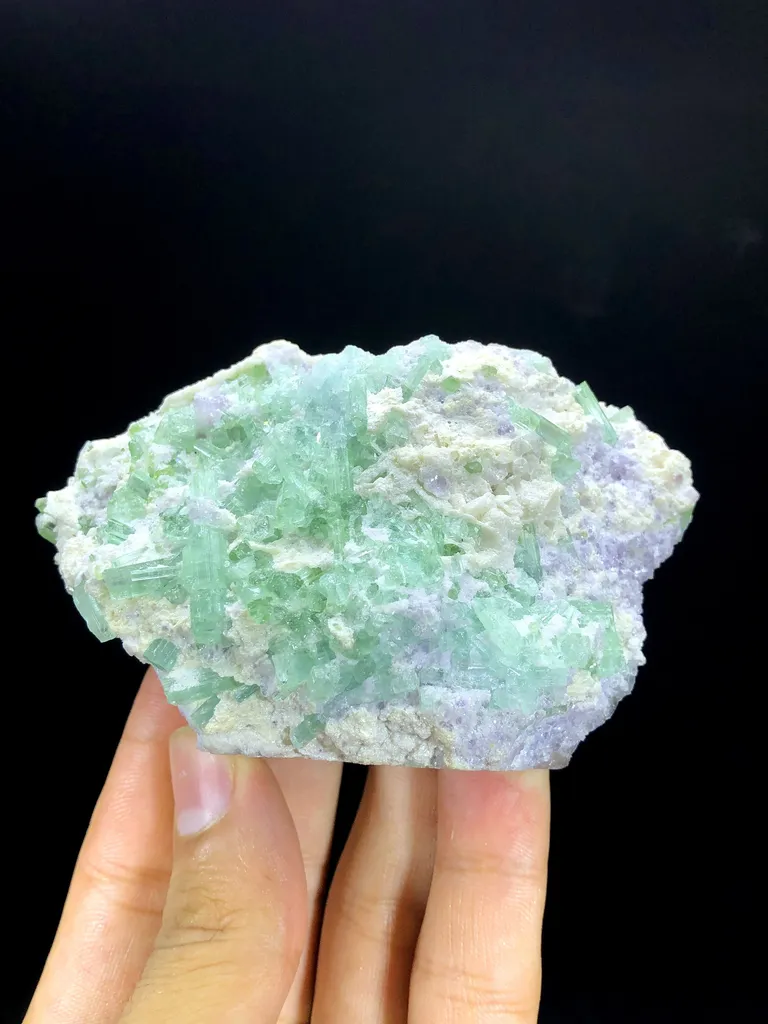 Tourmaline Crystals with Pink Lepidolite , Paraiba color Like Tourmaline Specimen, Tourmaline Cluster, Mineral Specimen - image 6