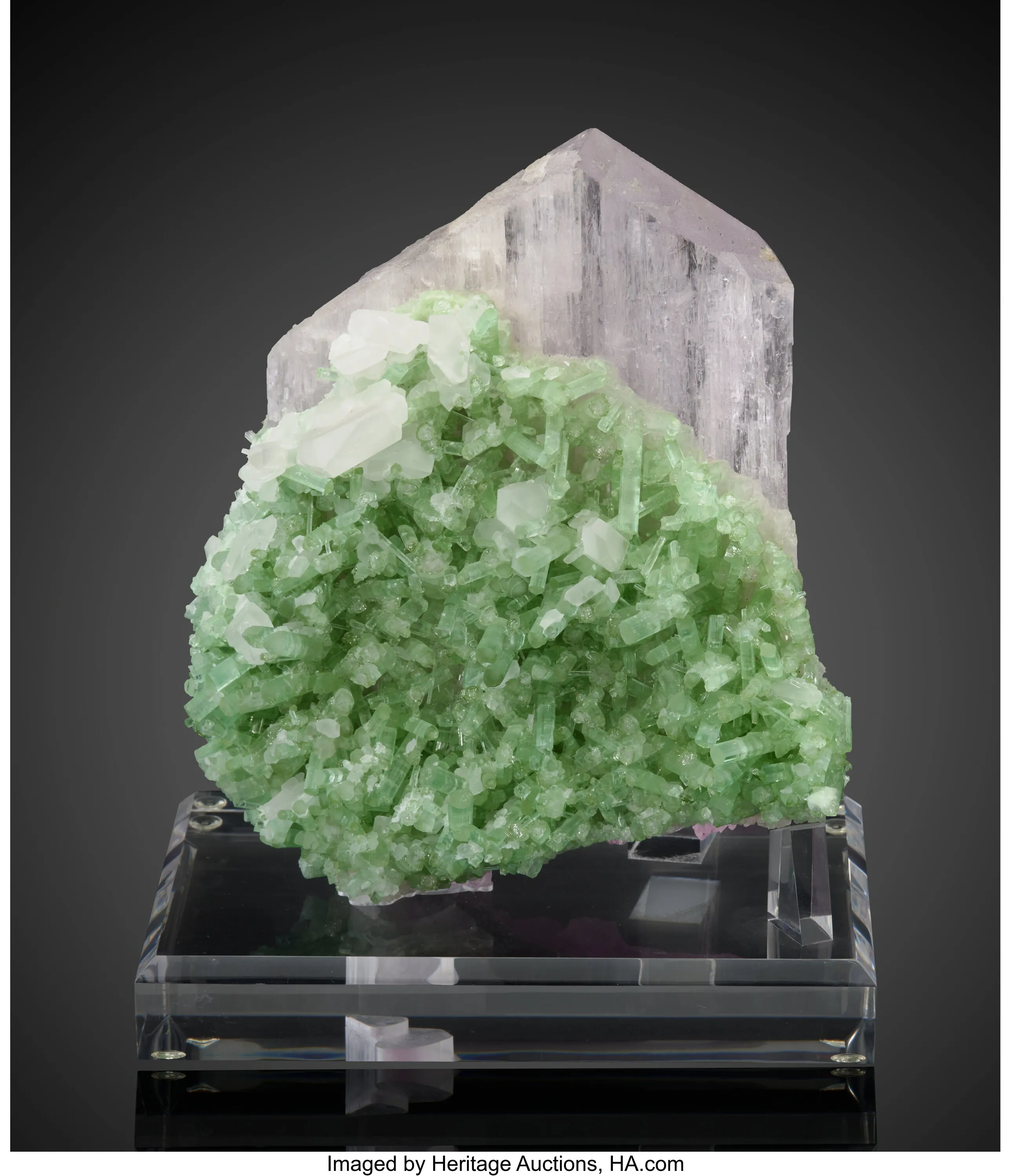 Tourmaline (Elbaite) on Spodumene var. Kunzite - image 1