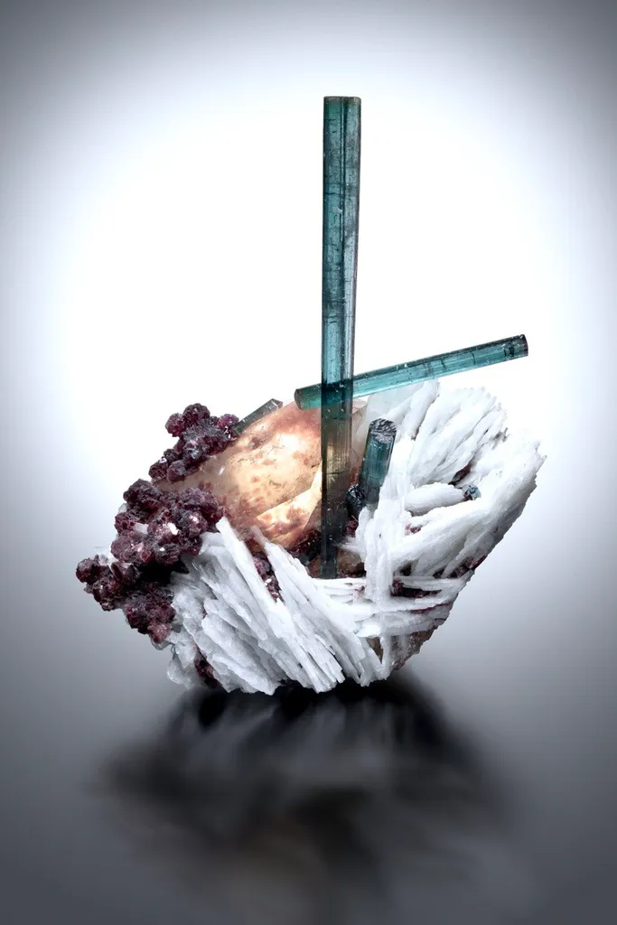 Tourmaline, Lepidolite, Quartz & Albite image