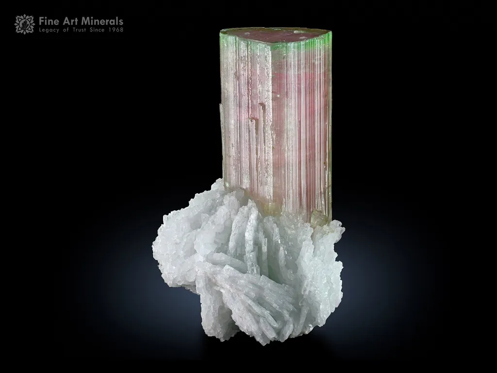 Tourmaline on Cleavelandite from Afghanistan image