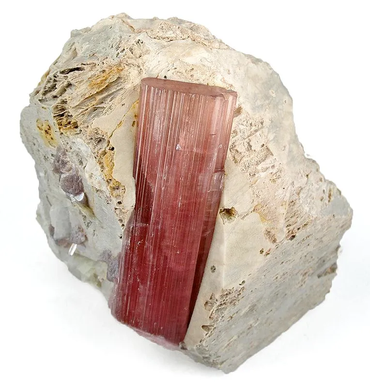 Tourmaline on Feldspar (Twinned) image