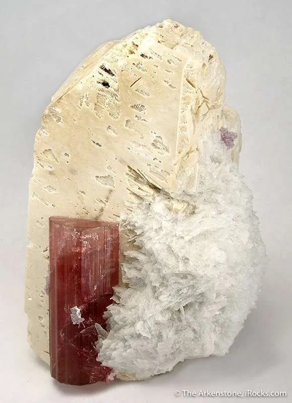 Tourmaline on Feldspar (Twinned) With Cleavelandite - image 2