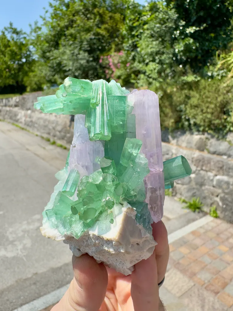 Tourmaline on Kunzite - image 3