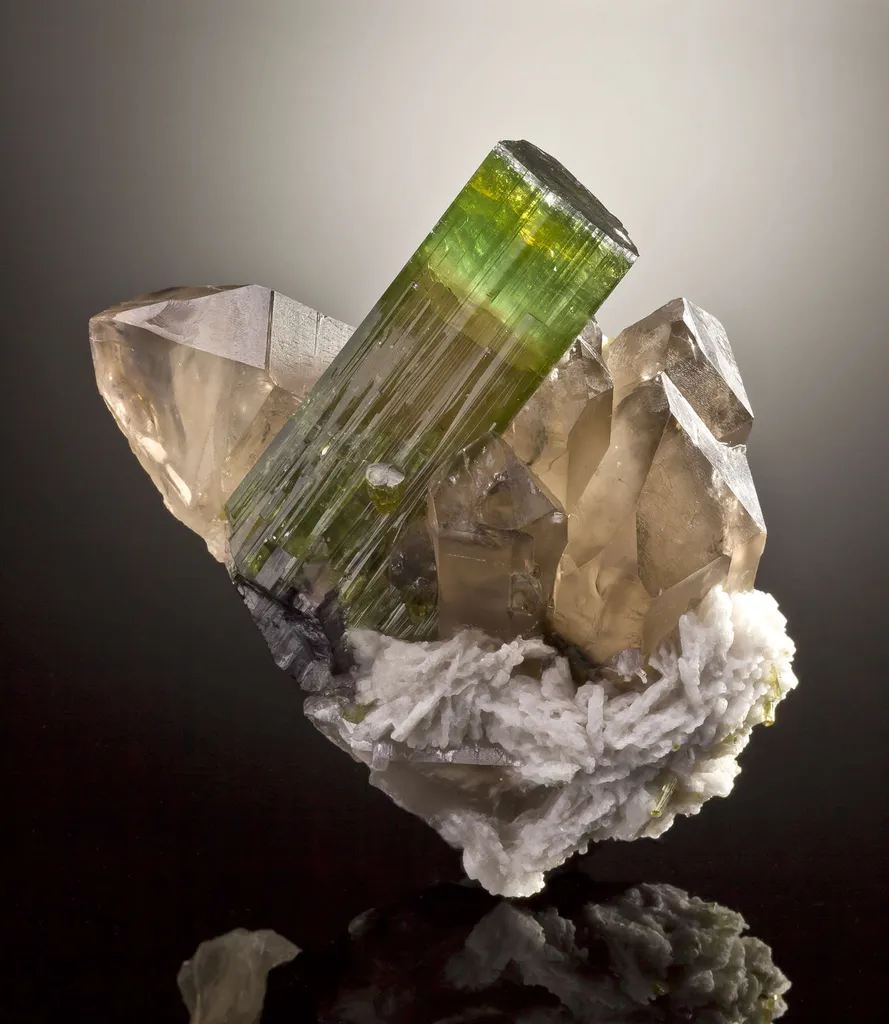 Tourmaline on Smoky Quartz image