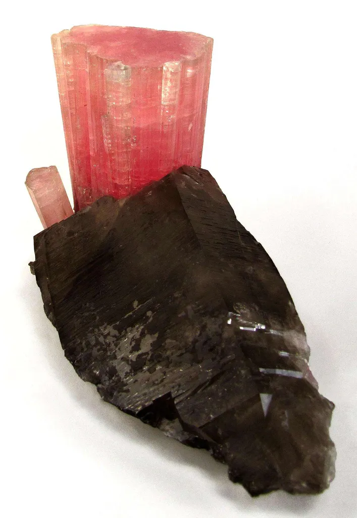 Tourmaline on Smoky Quartz - image 3