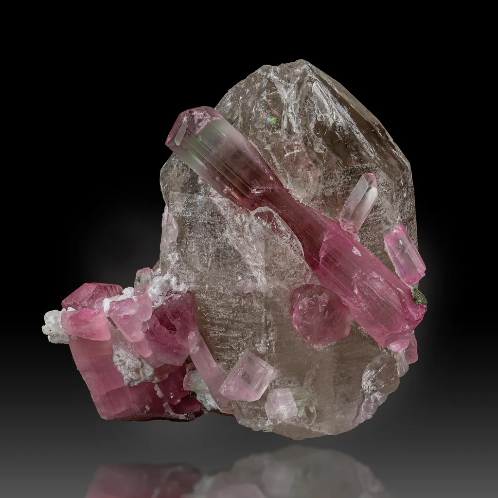 Tourmaline on smoky quartz from Afghanistan, Nuristan image
