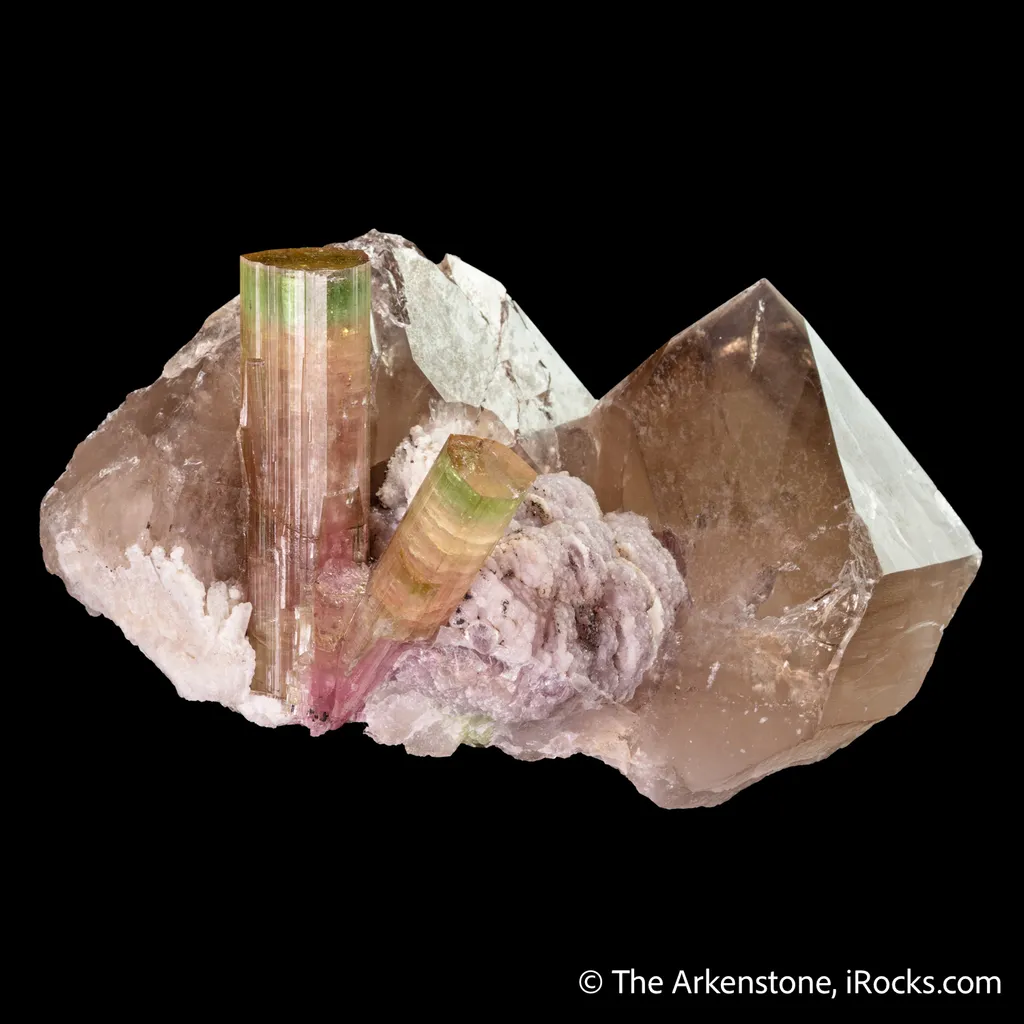 Tourmaline on Smoky Quartz with Lepidolite - image 5