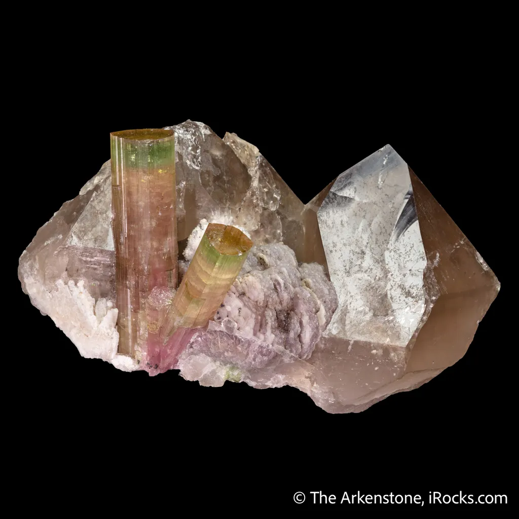 Tourmaline on Smoky Quartz with Lepidolite - image 4