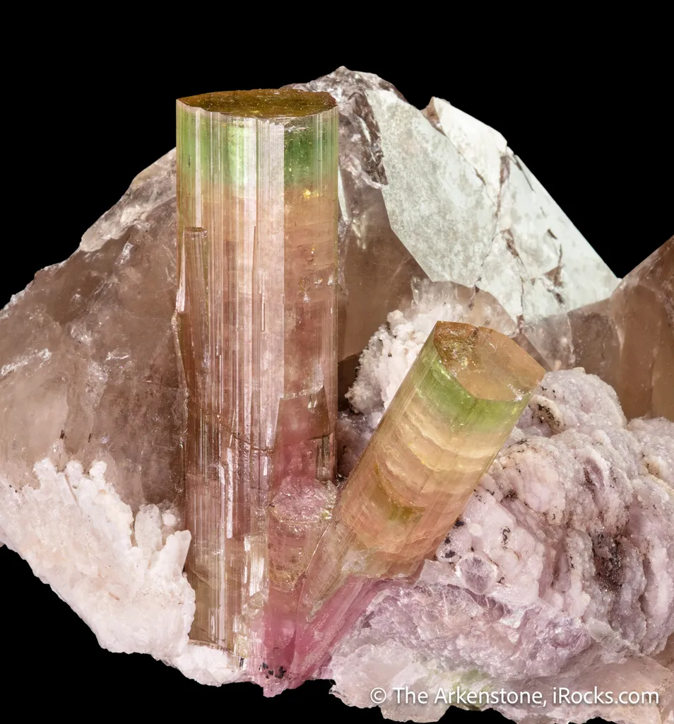 Tourmaline on Smoky Quartz with Lepidolite - image 3