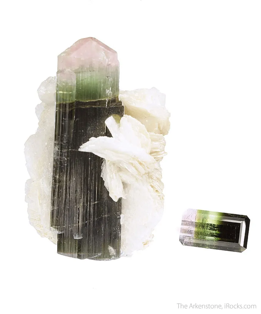 Tourmaline (rough and cut set) image