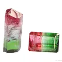 Tourmaline (tricolor) (rough and cut set) - image 1