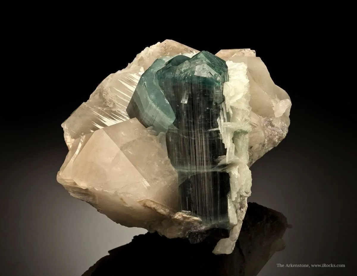 Tourmaline Var. Indicolite on Quartz - image 2