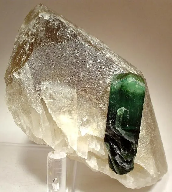 Tourmaline (Var: Indicolite), Quartz (Var: Smoky Quartz) image