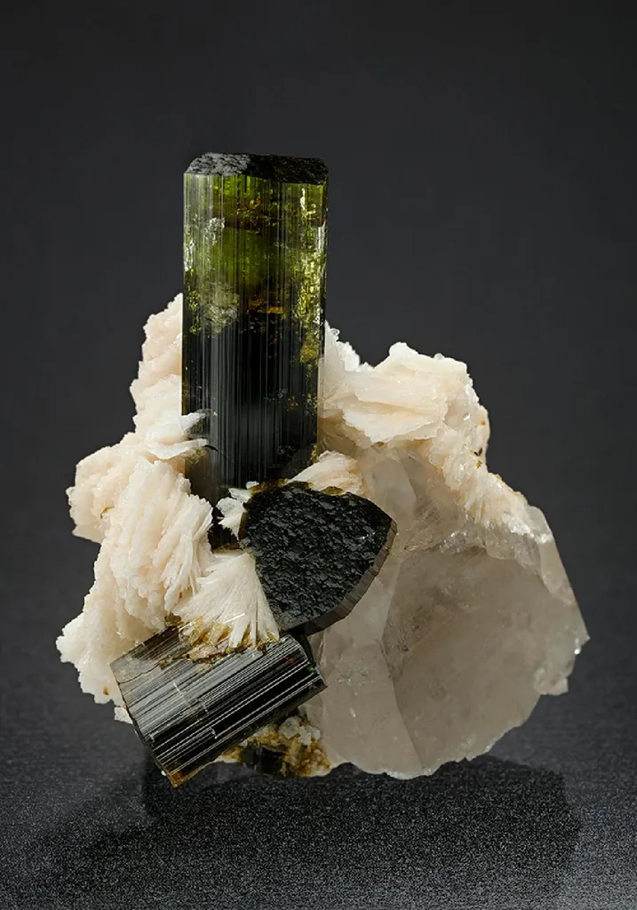 Tourmaline with Cleavelandite on Quartz image