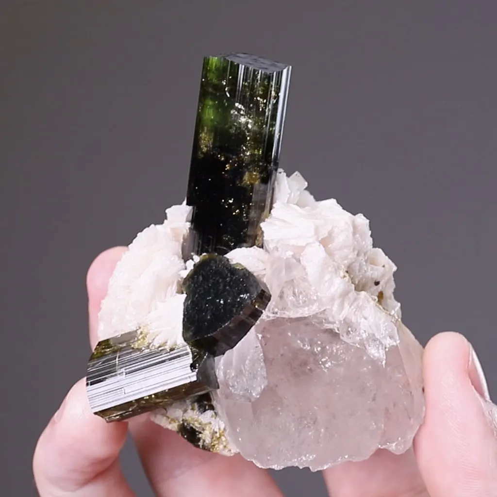 Tourmaline with Cleavelandite on Quartz - image 2